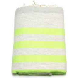 ANNA ANIQ Striped Terry Cloth Hammam Towel - Neon Green Fish