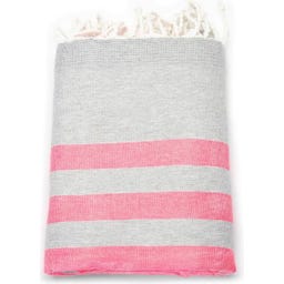 ANNA ANIQ Hamamdoek Frottee gestreept - Neon Pink Fish