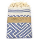 ANNA ANIQ Ręcznik Hamam - Jacquard Labyrinth - Atlantic Breeze