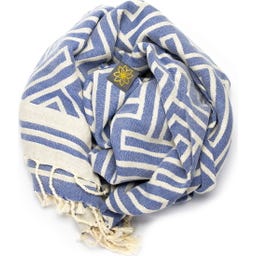 ANNA ANIQ Ręcznik Hamam - Jacquard Labyrinth - Atlantic Breeze