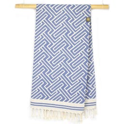 ANNA ANIQ Ręcznik Hamam - Jacquard Labyrinth - Atlantic Breeze