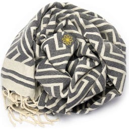 ANNA ANIQ Fouta Jacquard Labyrinthe - Midnight Sky