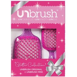 UNbrush Hair Brush Glitter Duo Set - Rose Quartz Pink