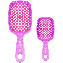 UNbrush Hair Brush Glitter Duo Set - Rose Quartz Pink