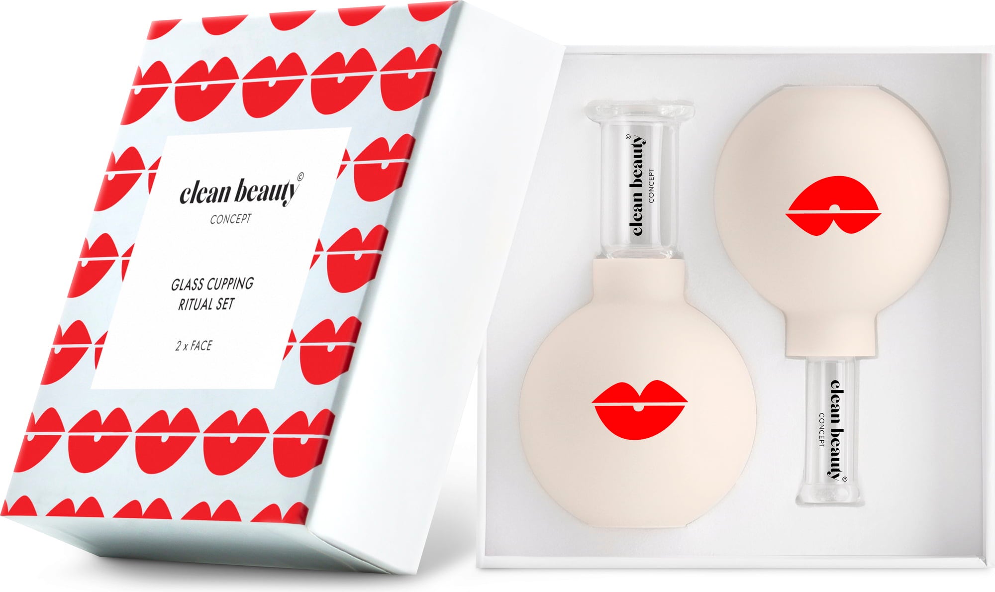 Clean Beauty Concept Glass Cupping Face - 2 Stk