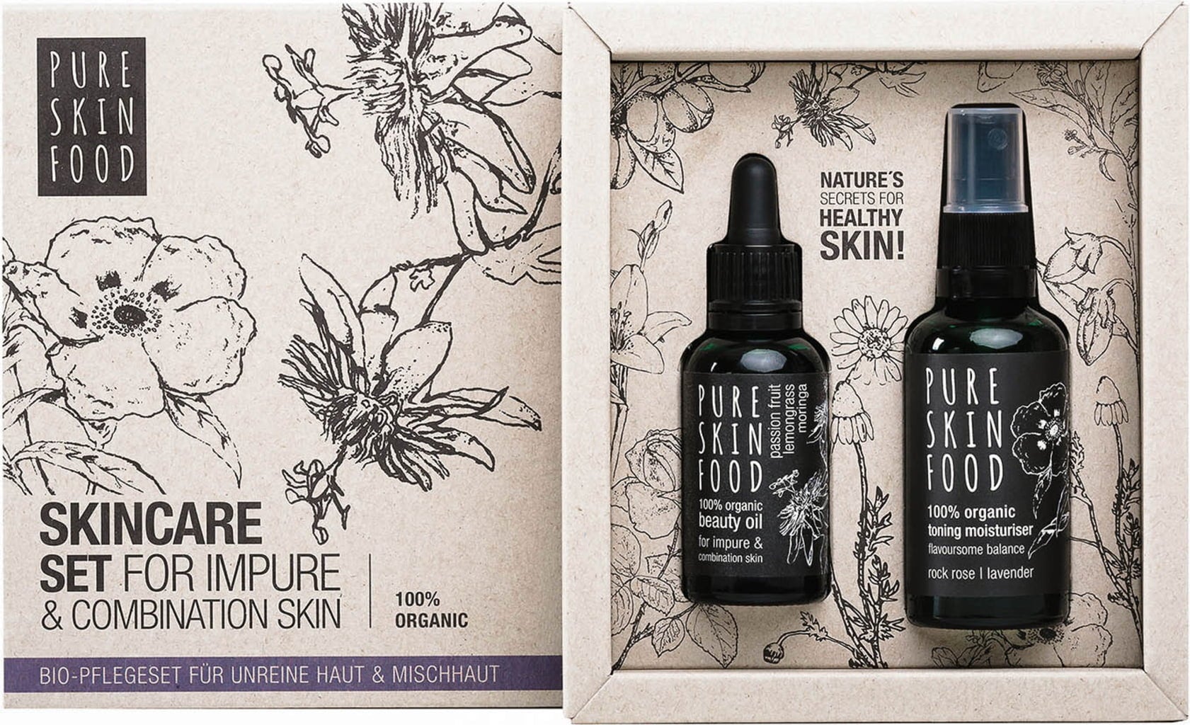 Organic Skincare Set For Impure & Combination Skin - 1 Set
