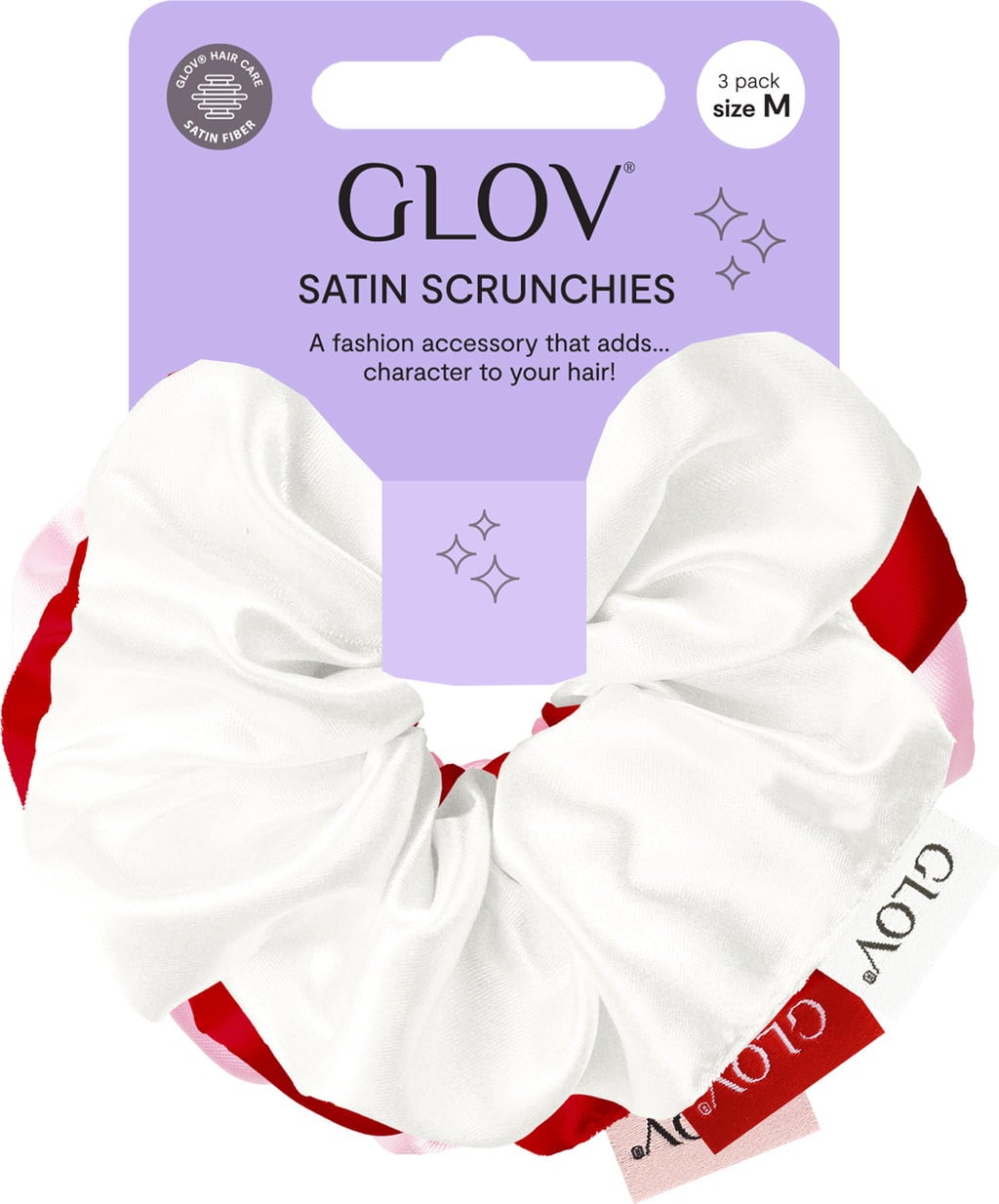 GLOV Scrunchies 3 Pack M - White/Pink/Red