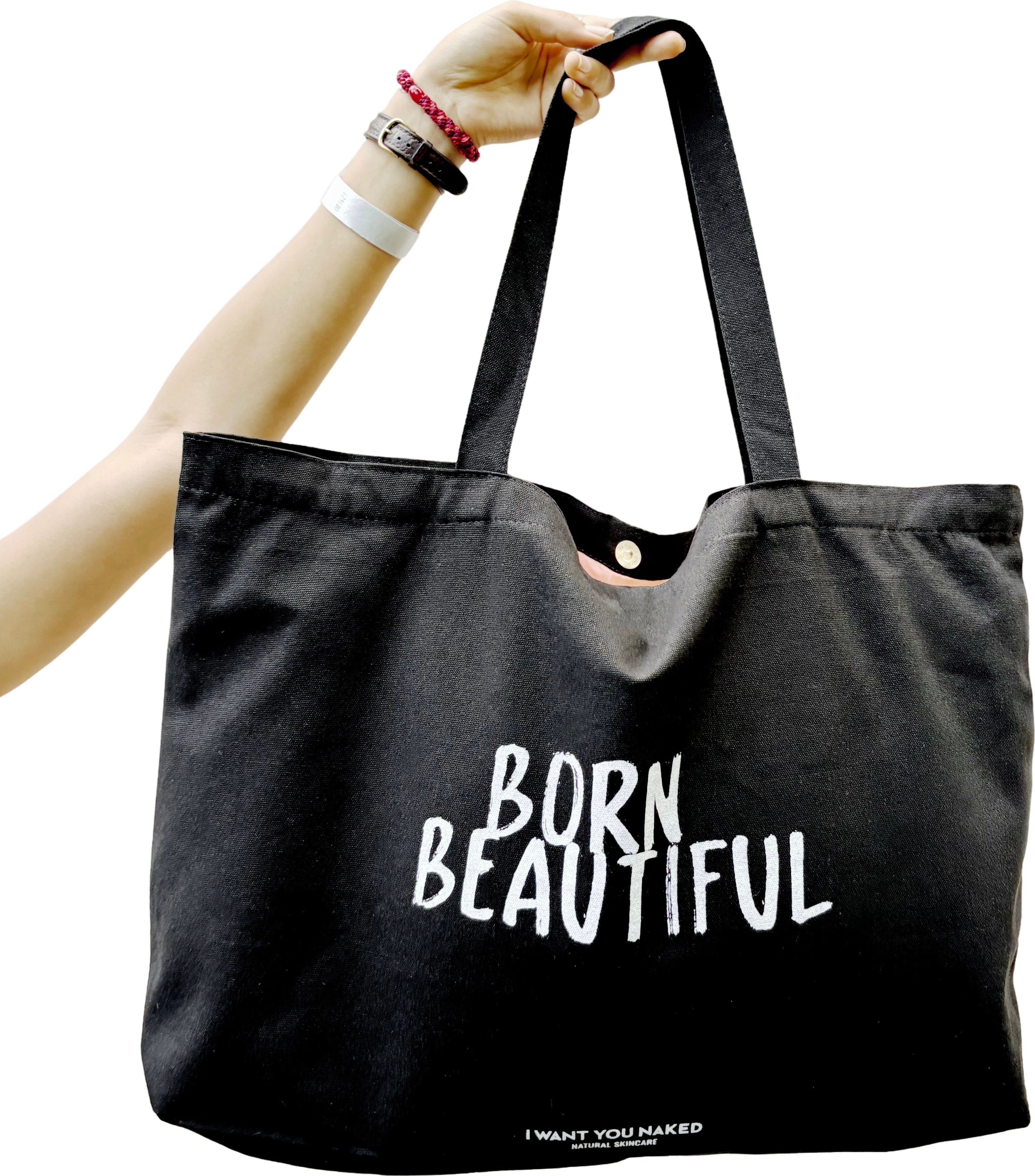 I WANT YOU NAKED BORN BEAUTIFUL XL Cotton Bag